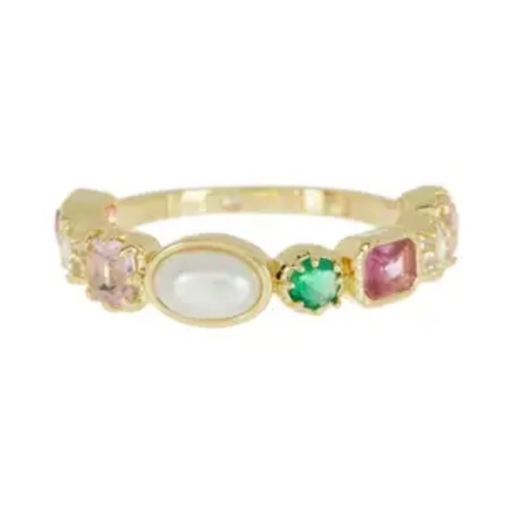 Nordstrom Covet Multishape Cubic Zirconia Faux Pearl Band Statement Ring::NWT:: - Picture 1 of 9